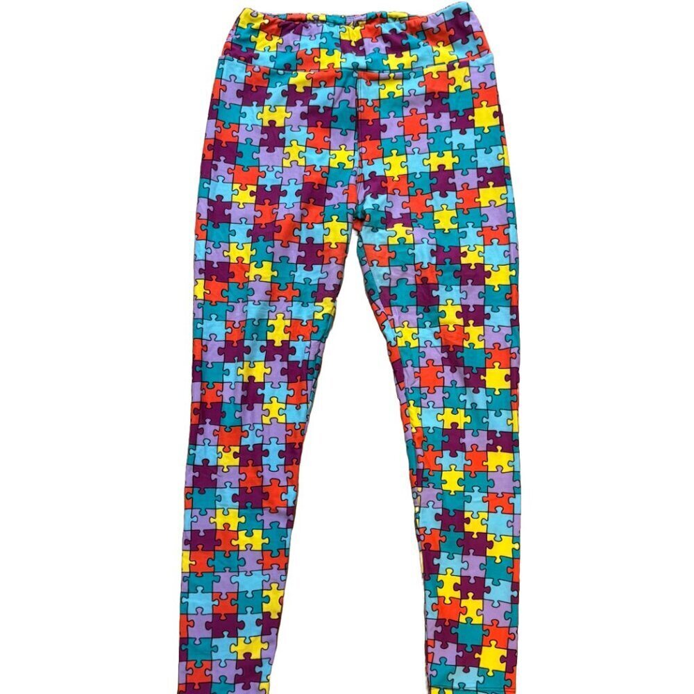LulaRoe Autism Puzzle Piece Leggings - One Size